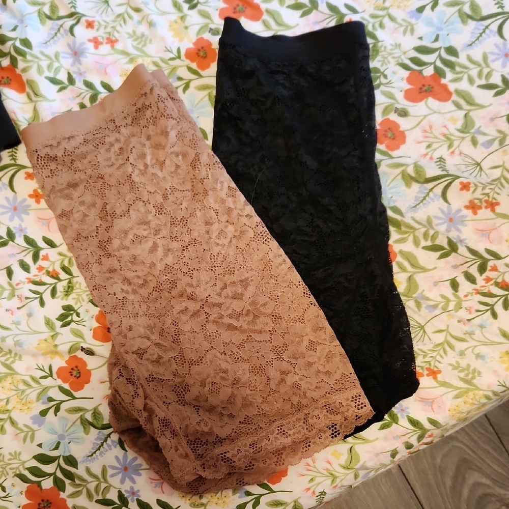 Knix Lace Thigh Saver - Black and Tan